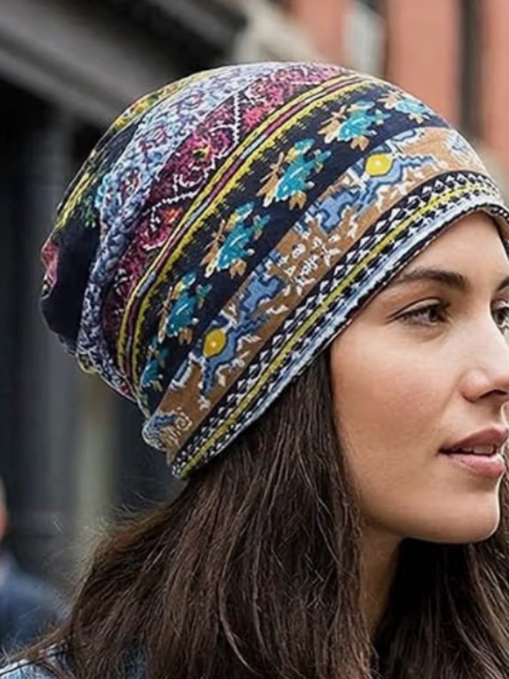 (Sale $5) Stylish Multicolor Patterned Women's Beanie Hat/neck gaiter w/ fleece